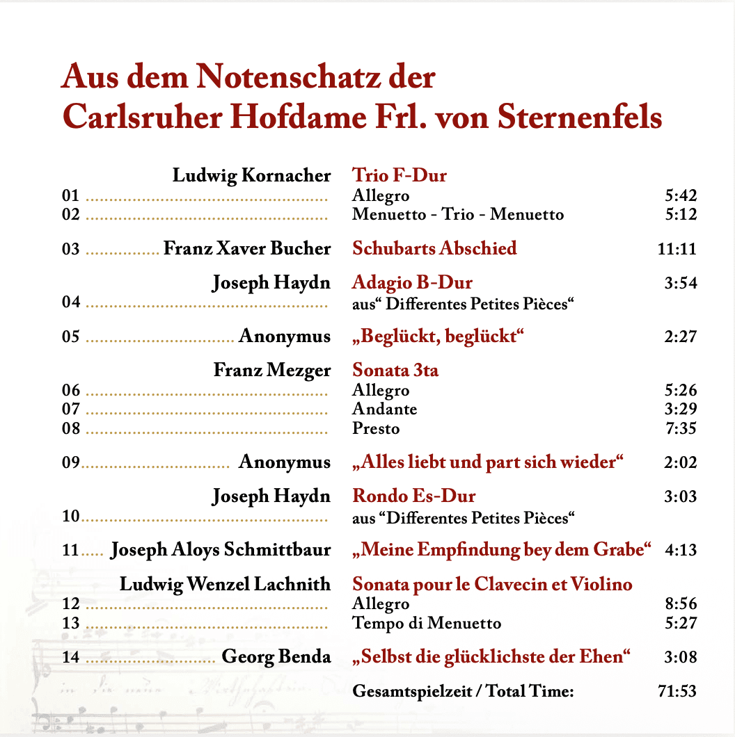 Aus dem Notenschatz der Hofdame – CD Rückseite